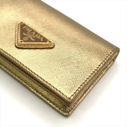 Prada Saffiano Leather Bifold Card Case Gold