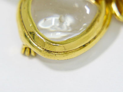 Authentic Chanel Coco Mark Gripore Clear Stone Brooch GP Gold Plated Coco Mark