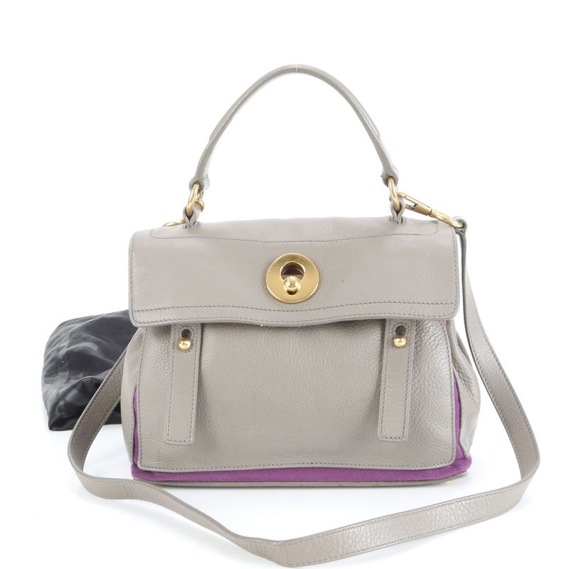 YSL Yves Saint Laurent Muse Toe Leather 2WAY Shoulder Bag Crossbody Hand Gold