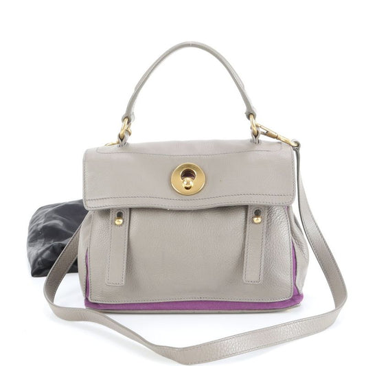 YSL Yves Saint Laurent Muse Toe Leather 2WAY Shoulder Bag Crossbody Hand Gold