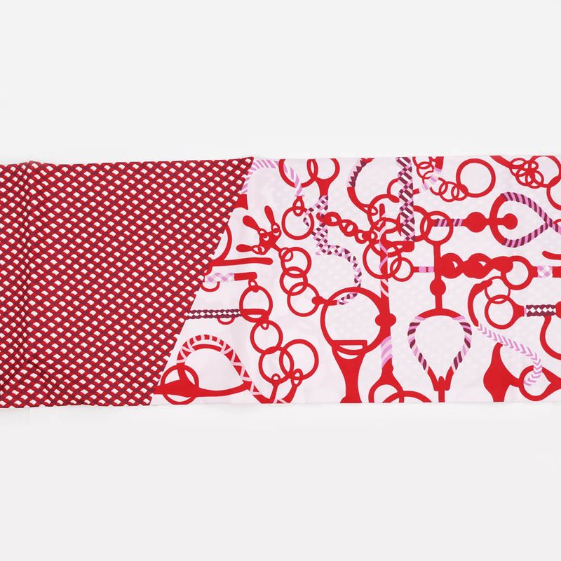Hermes Maxi Twill Cut MORS ET Tresses Pink Red Silk Scarf