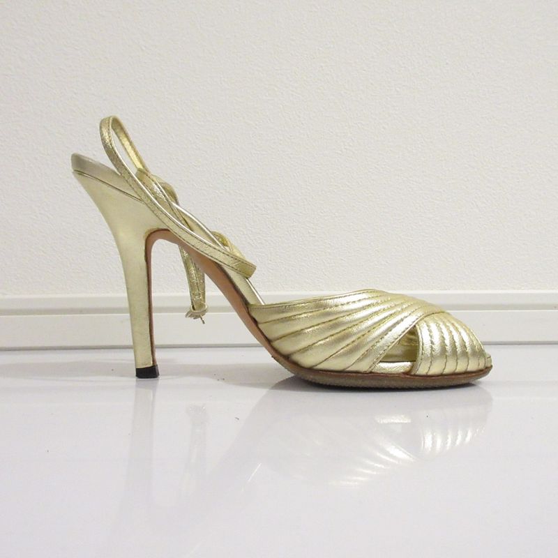 Good Gucci Cross Design High Heel Strap Sandals Small Size 34 21cm (8.27in)