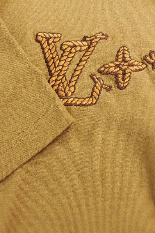 Louis Vuitton 24AW Rm242m NPL Hry89w Embroidered Signature Cotton T-shirt Men's