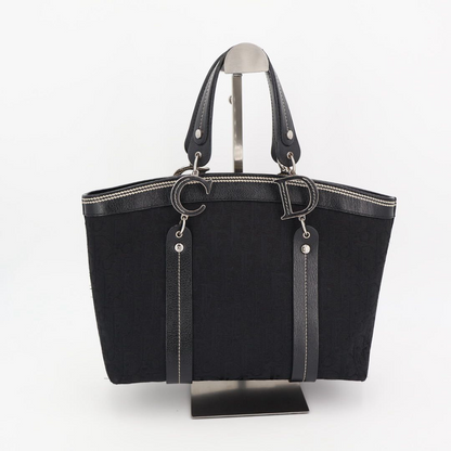 Christian DIOR Trotter Flower Embroidered Tote Handbag