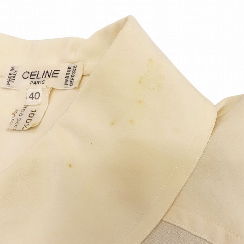 Old Celine Made in Italy 100% Silk Shirt Blouse Long Sleeve Pullover Top 40 M
