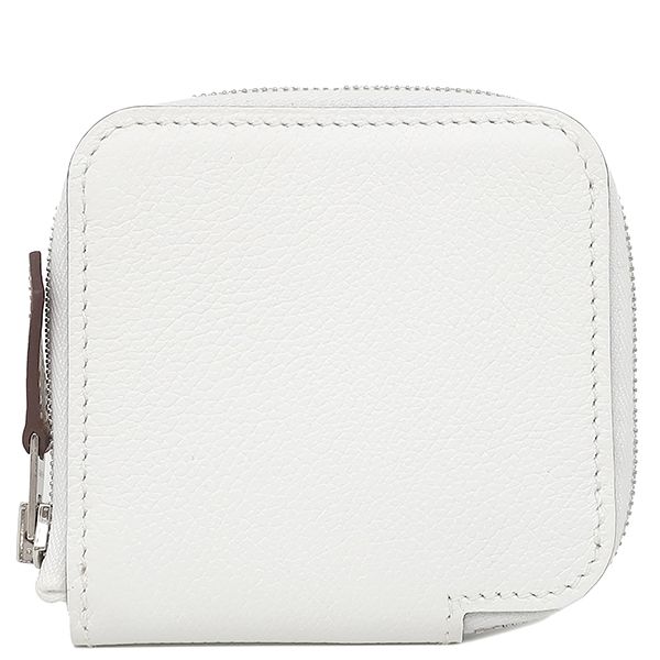 Hermes Coin Case Azap Silk Inn Mini Compact Vaux Epson New White Silver