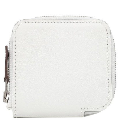 Hermes Coin Case Azap Silk Inn Mini Compact Vaux Epson New White Silver