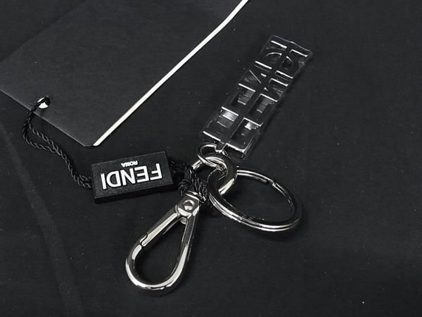 Fendi Key Holder Key Ring Bag Charm Women's Men's Silver Fr1688