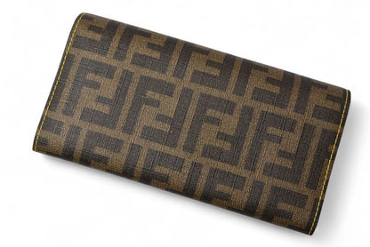 Fendi Wallet Fendi Long Wallet 8m0000 Zucca Pattern Brown Yellow