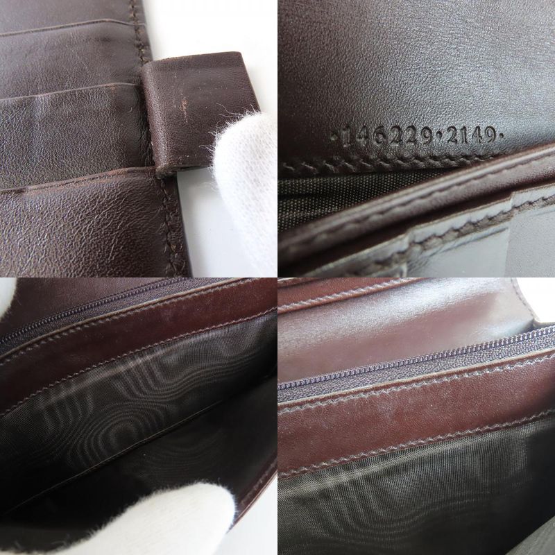 Gucci Bifold Wallet 146229 Sima Leather Dark Brown Long Wallet Small Accessories