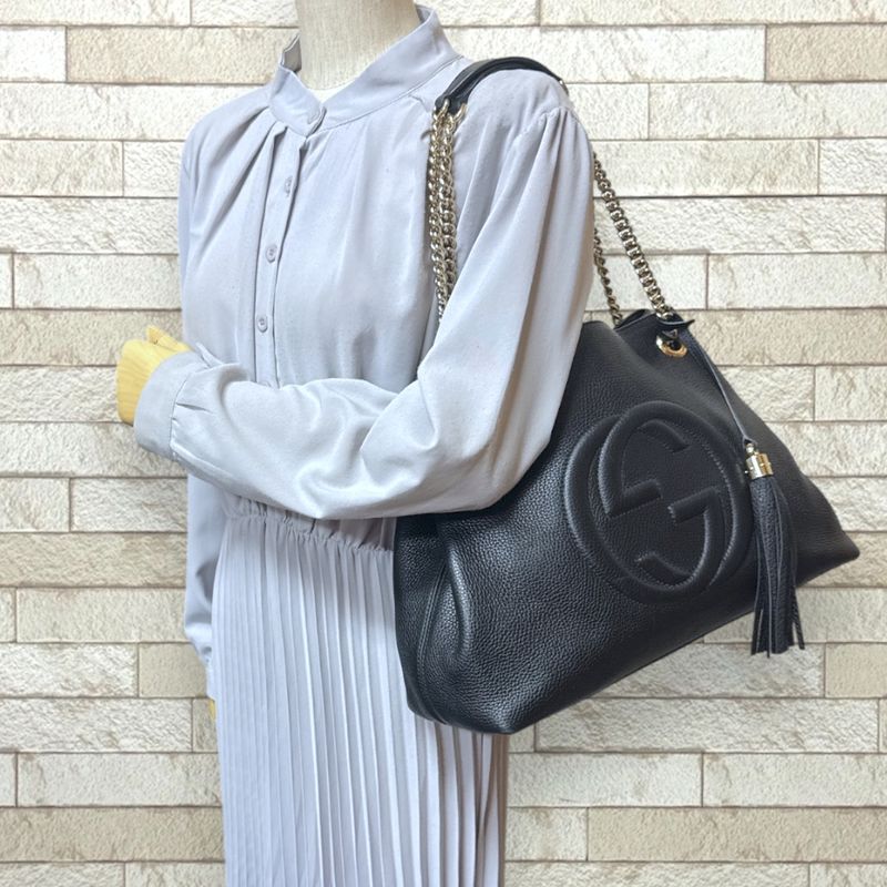 Gucci Soho Shoulder Bag Leather 536196 Black Ladies Gucci  Gucci