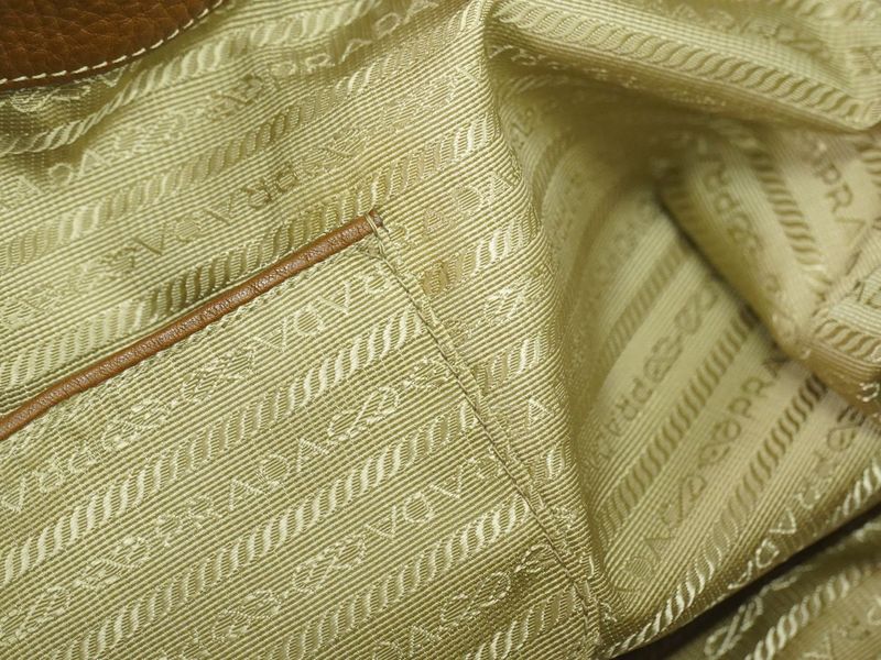 Authentic Prada Logo Shoulder Bag Canvas Brown Bag Pre-owned [follow-up Discount