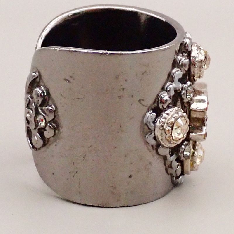 Chanel Ring CC Mark Silver Stones Size 12 34ka622