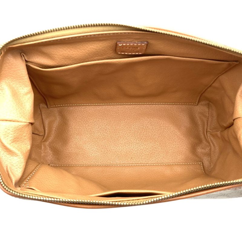 Celine Mc912 Pouch Clutch Bag Large Macadam Beige Brown Pvc/leather Women