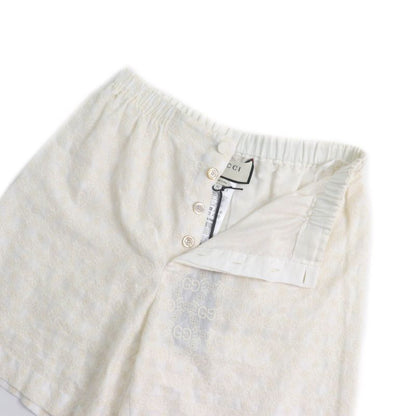 Gucci 619507 100% Cotton GG Pattern Lace Shorts Bottoms Ivory 42 Made In Italy