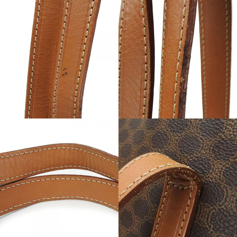 Celine Tote Bag Macadam Leather PVC Brown Gold Hardware Shoulder Women Celine
