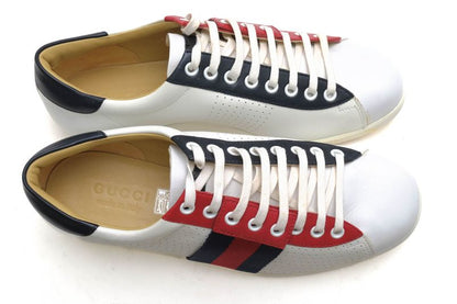 Gucci Shoes Sneakers Shoes Low Cut Ladies Women Leather Genuine White 192713