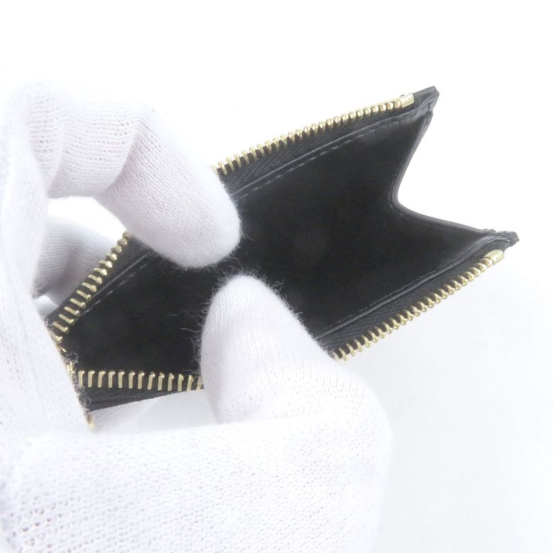 Celine 10m083fvo Zipped Card Holder Calfskin Triomphe Gold Charm Business Card