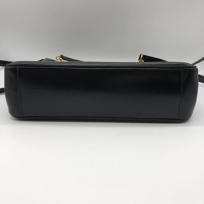 Gucci 001 46 1641 Shoulder Bag Tote Leather Black Women Men Vintage Fashion