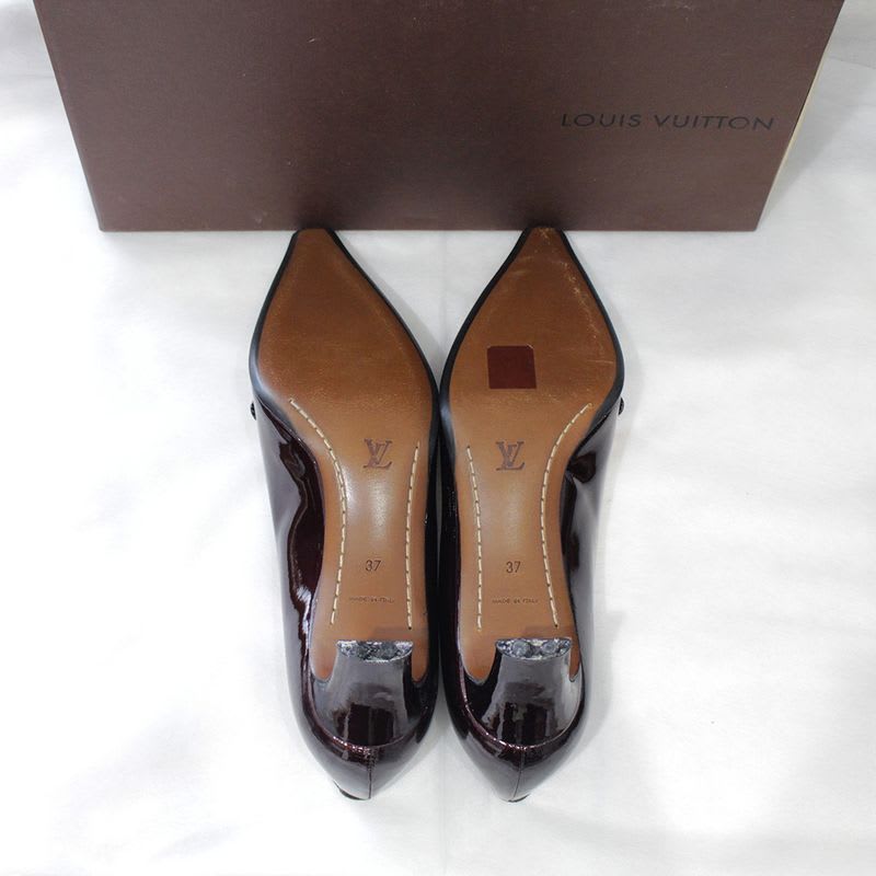 Louis Vuitton Stored Item Enamel Brown Heel Ladies 37