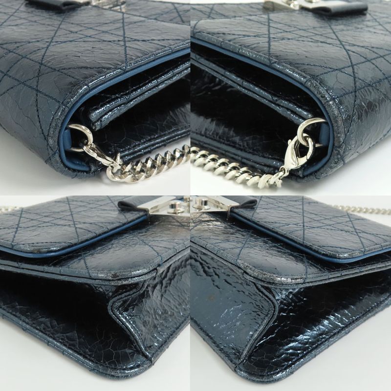 Dior Miss Dior Wallet Chain Shoulder Bag Metallic Blue - Svhardware