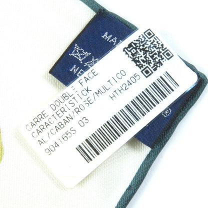Hermes Double FACE Caracteristick 100% Silk Caban/rose/multico Carré 90 Scarf