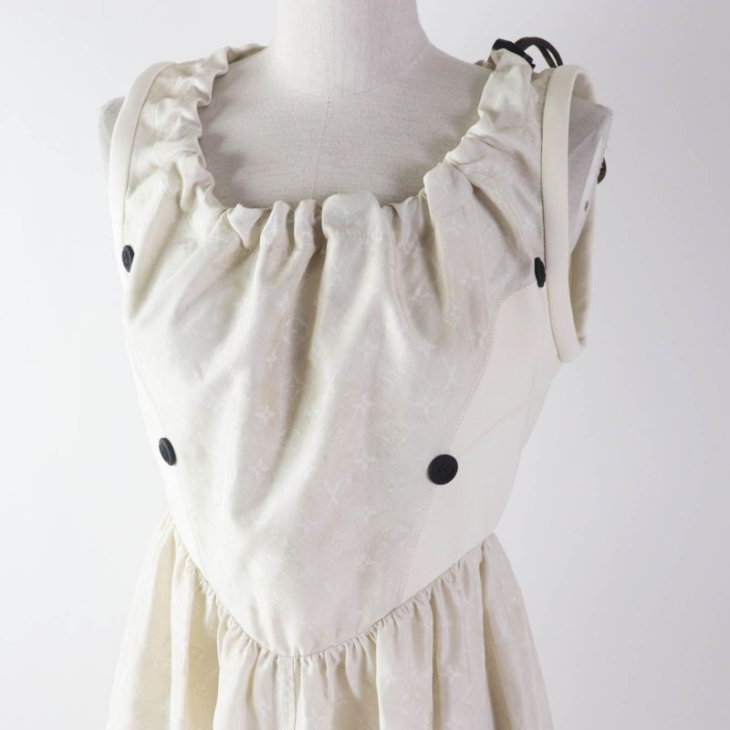 Louis Vuitton 2024 1afci6 Drawstring Scuba Dress Silk Nylon Monogram Pattern