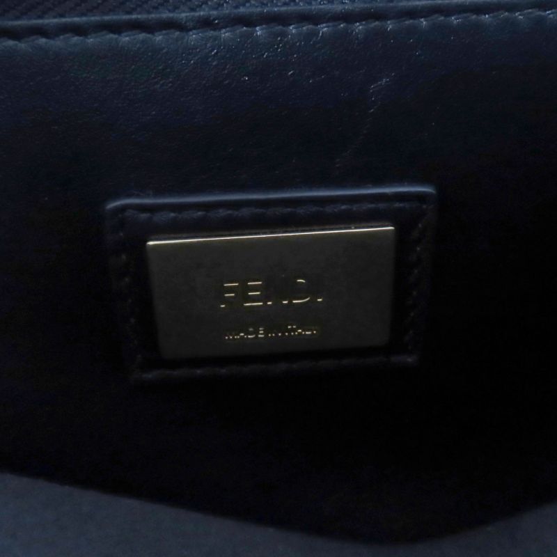 Fendi 8bn290 Peekaboo Regular Nappaleather 2WAY Shoulder Handbag Black Gold