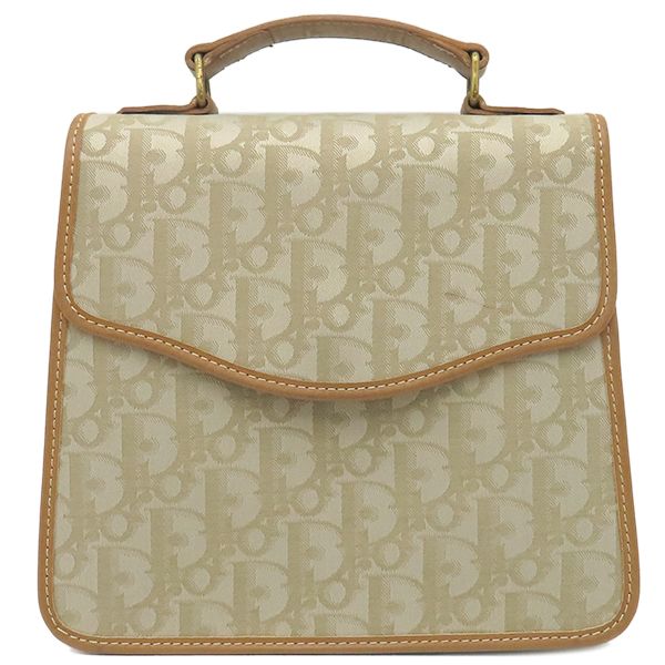 Christian Dior 2way Bag Trotter 2way Handbag Canvas Leather Beige Gold Hardware