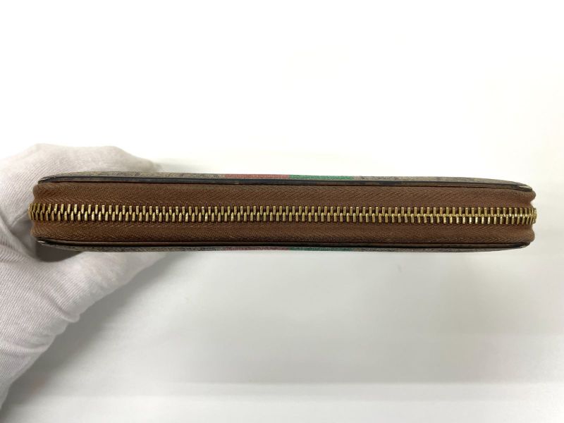 Gucci GG Supreme FAKE NOT PVC × Leather Round Zip Wallet Long Wallet 636169
