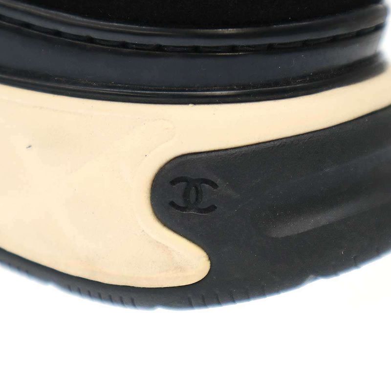 Chanel Matelasse Coco Mark Mesh Leather Sneakers G37126 Black 37