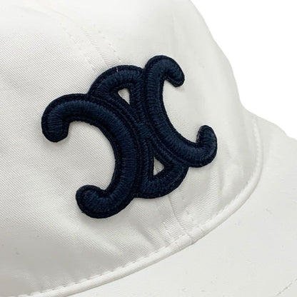 Celine Cap Hat Cotton White Navy Logo Triomphe Baseball