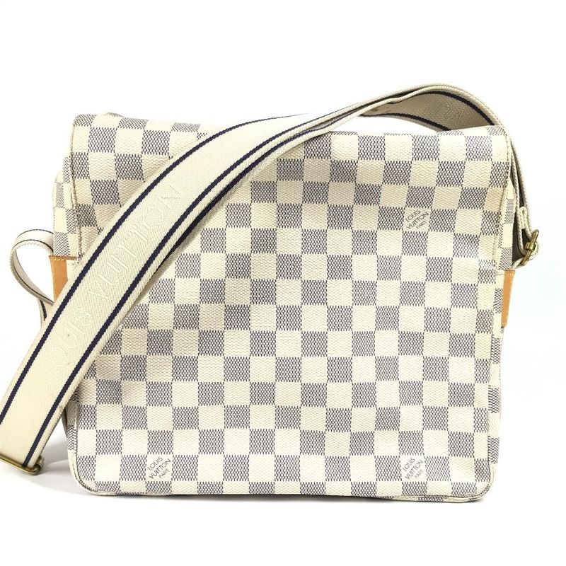 Louis Vuitton Naviglio Shoulder Bag N51189 Damier Azure Canvas White
