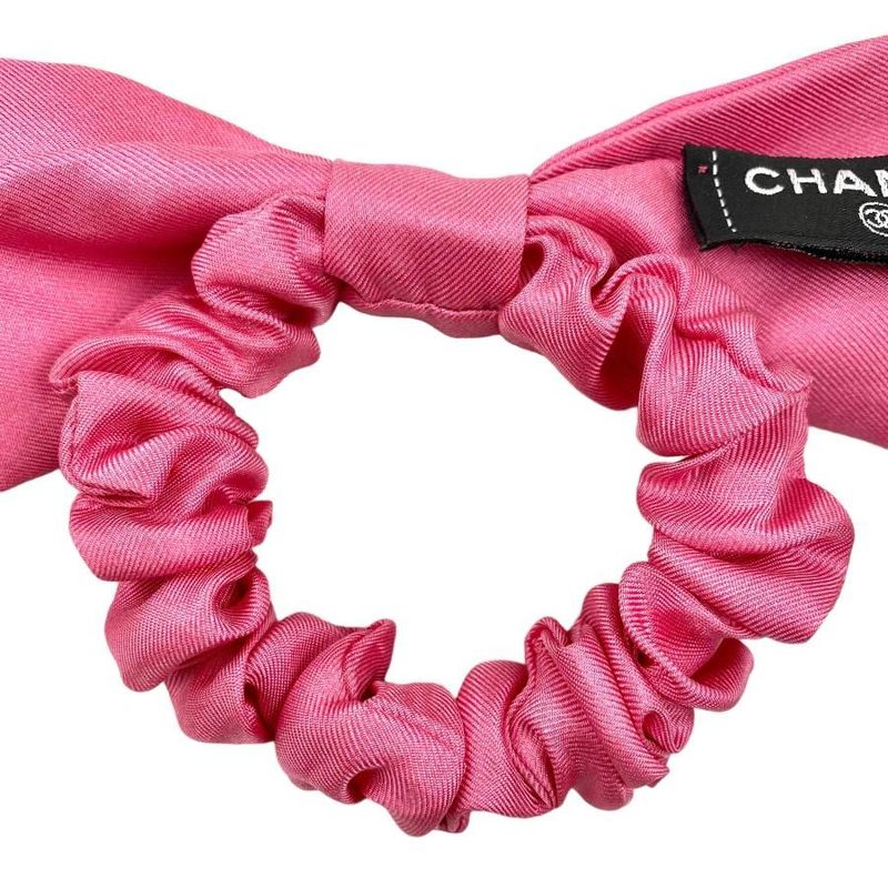 Chanel Aa9064 Logo Silk Ribbon Chou Pink Hair Accessory with Box