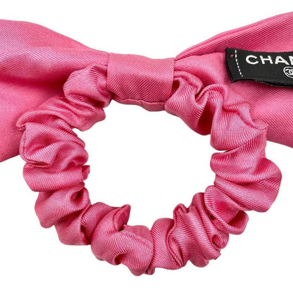 Chanel Aa9064 Logo Silk Ribbon Chou Pink Hair Accessory with Box