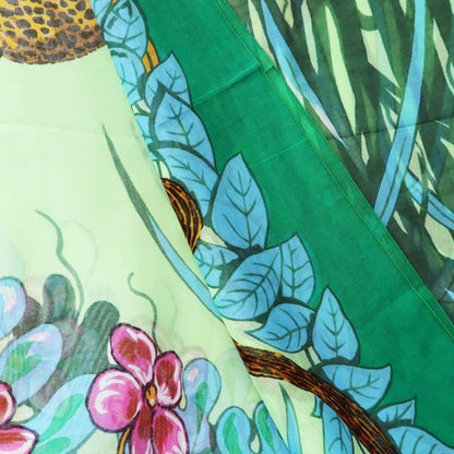 Hermes Pareo Large Shawl 100% Cotton Jungle Leopard Panther Hermes