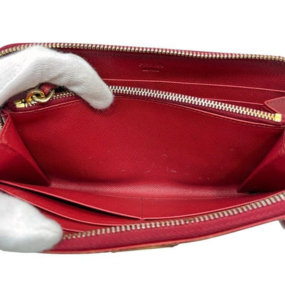 Prada Round Zipper Long Wallet Red 1m0506 Wallet Saffiano