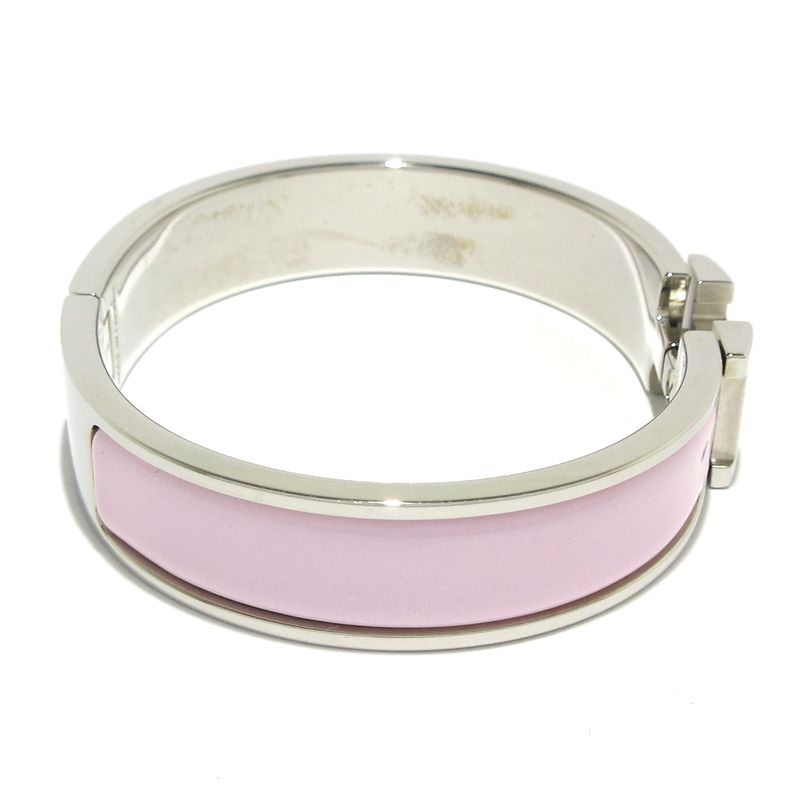 Hermes Bangle Click H Silver X Light Pink