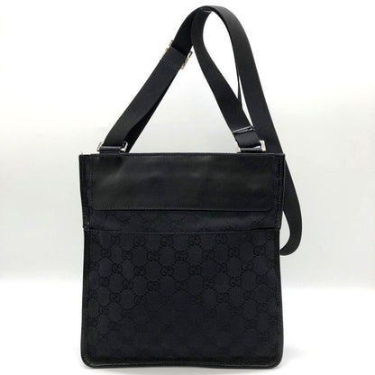 Gucci 27639 Light Shape Shoulder Bag Crossbody Black GG Canvas/leather Men