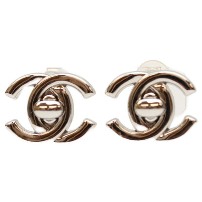 Chanel 96P Silver Turnlock Coco Mark Earrings