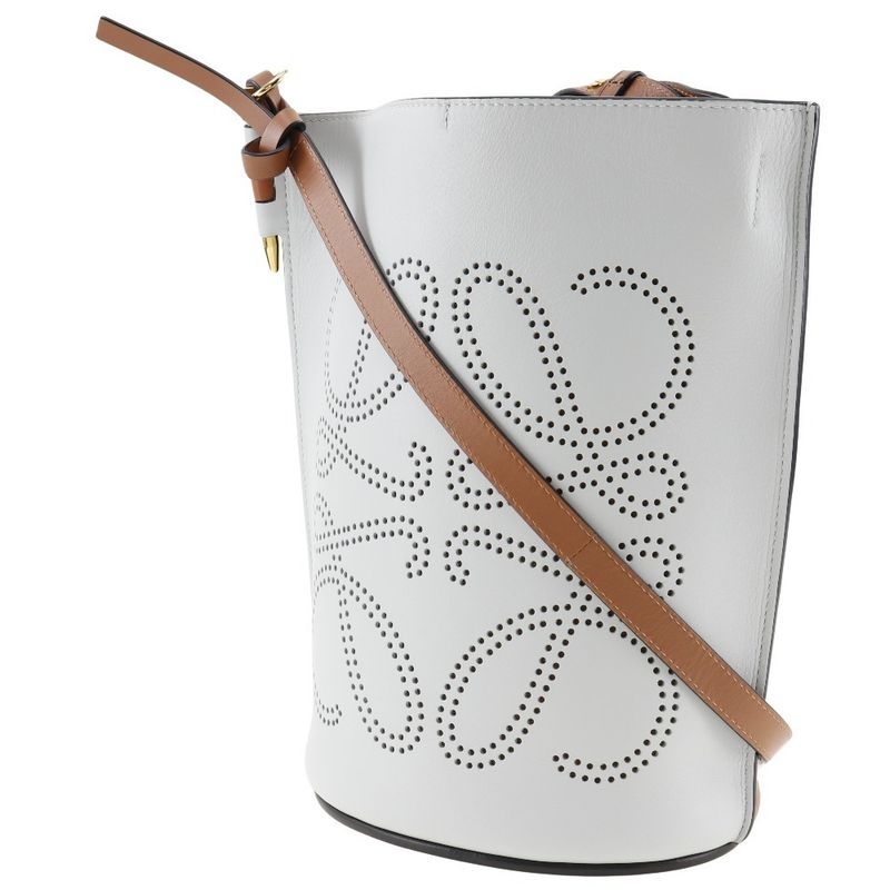Loewe Anagram Perforated Calf White Women Shoulder Bag