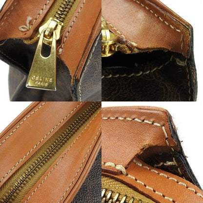 Celine Tote Bag Macadam Leather PVC Brown Gold Hardware Shoulder Women Celine