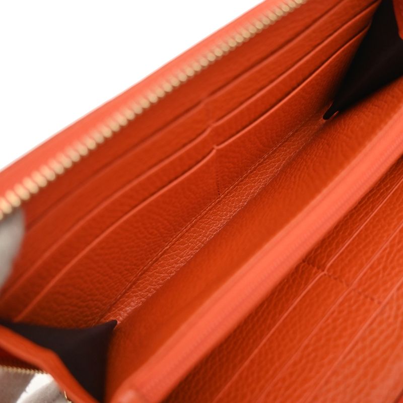 Gucci Long Wallet Round Zipper GG Canvas Leather Orange Beige 33kb040