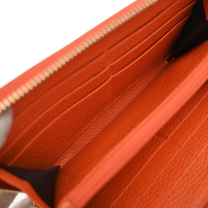 Gucci Long Wallet Round Zipper GG Canvas Leather Orange Beige 33kb040