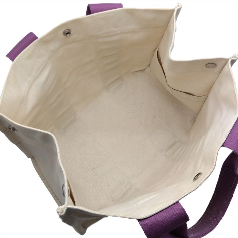 Hermes Bora PM Tote Bag Canvas Purple Ivory Handbag Women