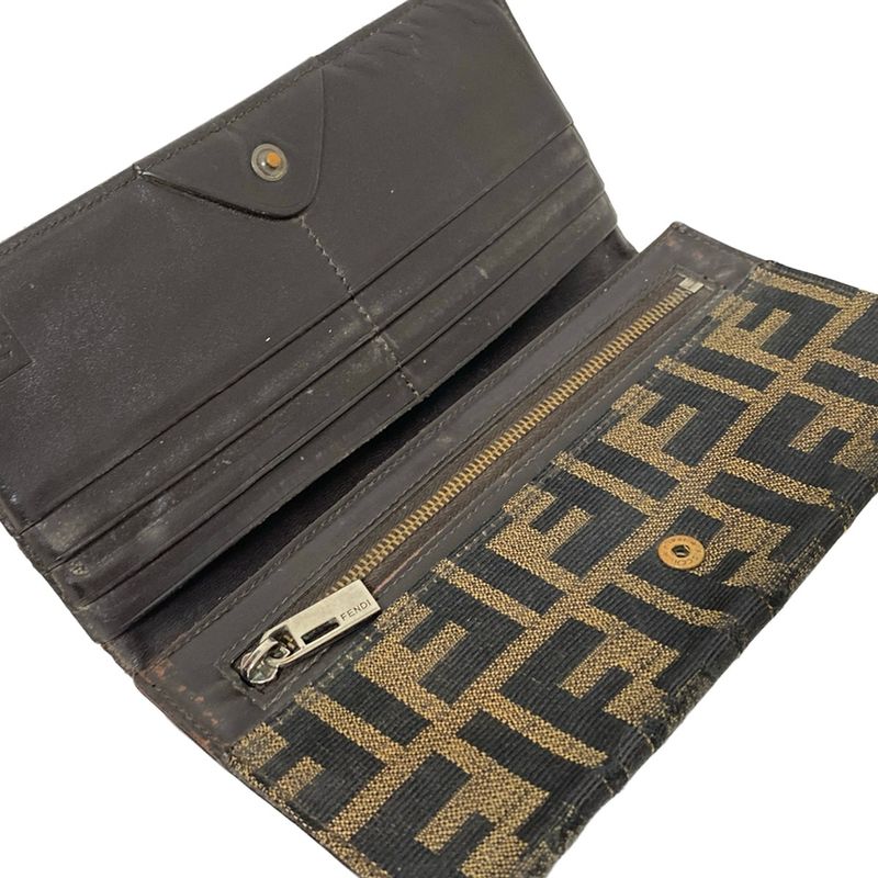 Fendi Long Wallet Zucca Pattern 8m0009 Beige And Black