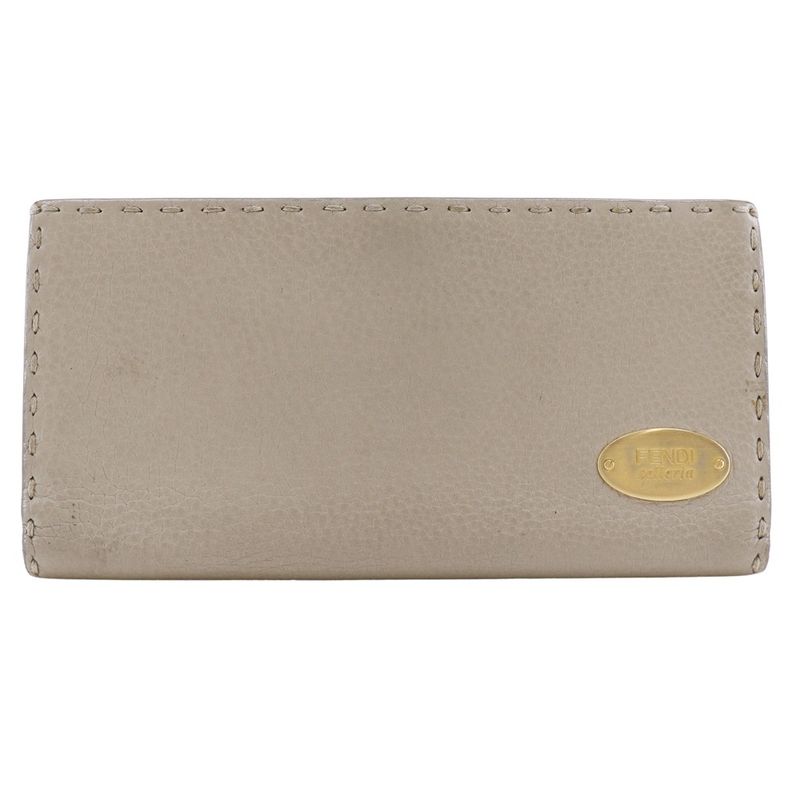 Fendi Selleria W Hook Bi-fold 8m0144 Leather Gray Ladies Long Wallet