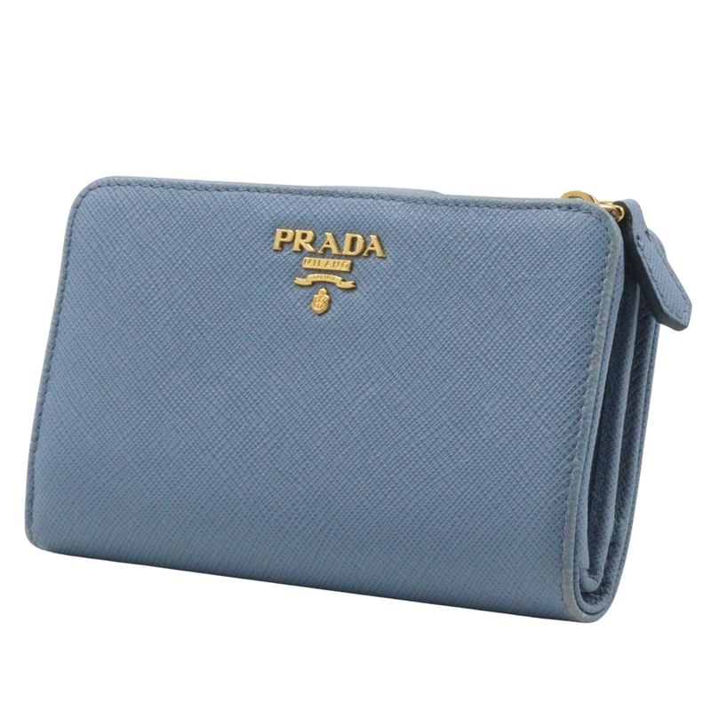 Prada Saffiano Astrale Light Blue Women's Fold Wallet