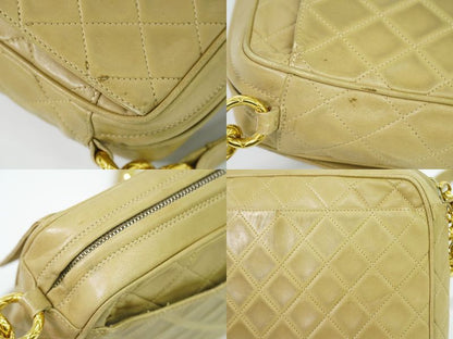 Authentic Chanel Coco Mark Matelasse Shoulder Bag Pochette Lambskin Leather