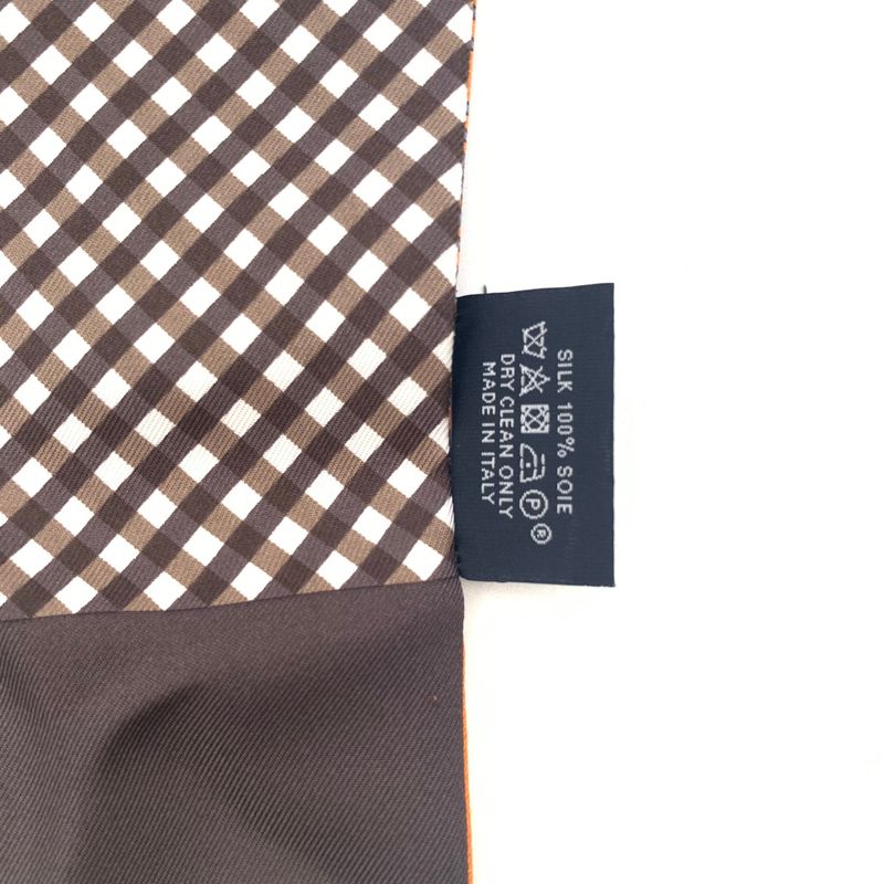 Grade Hermes Chaine D'ancre Scarf Reversible Chain Pattern Checkered Orange X